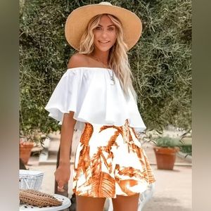 Women's two piece casual floral set (top and skorts)